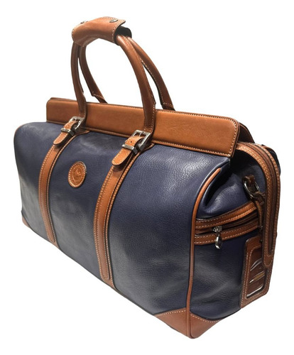 Bolso De Cuero Hombre Mujer Viaje Correa Ajustable Modelo 0959 Color Azul