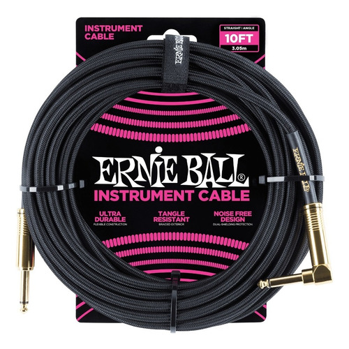 Ernie Ball Cable Para Instrumento P06081 3,05 Metros Negro
