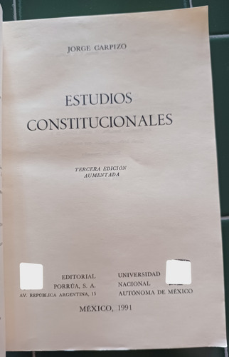 Estudios Constitucionales: Jorge Carpizo. Tercera Edición (Usado)