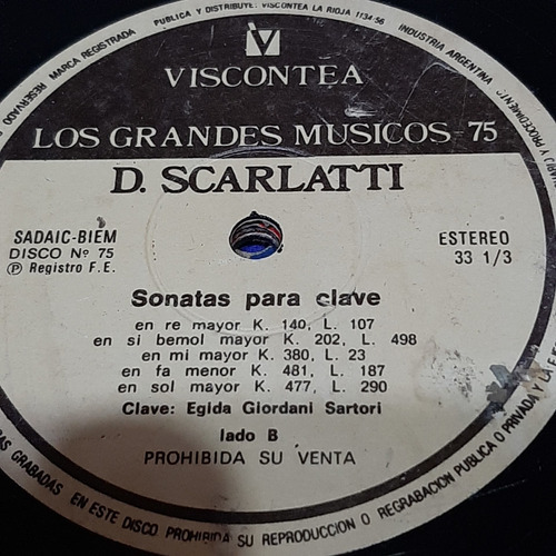 Sin Tapa Disco Grandes Musicos 75 Scarlatti Sartori Clav Cl0