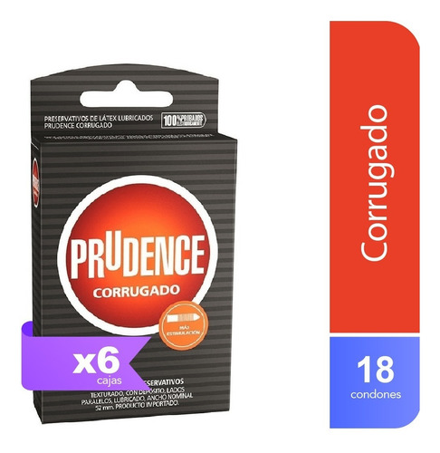 Prudence Corrugado 6 Pack Condones: 18 Preservativos