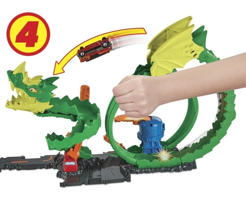 Imagem 5 de 10 de Hot Wheels City Pista Épica Do Dragão Com Carrinho - Mattel