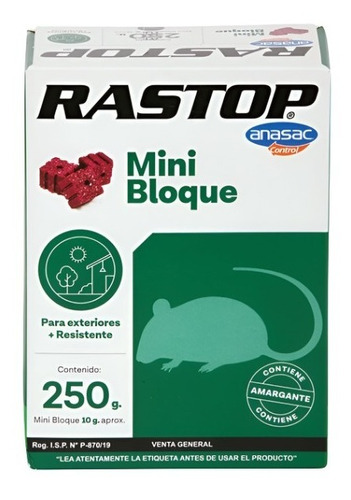 Veneno Ratones Rastop Minibloque (250 Gr) Anasac