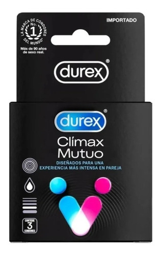 Durex Clímax Mutuo Caja 3 Condones Preservativos Lubricados