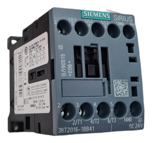 Contactor Auxiliar Siemens 3rt2016-1bb41 Coil 24vdc 3l+1n.o