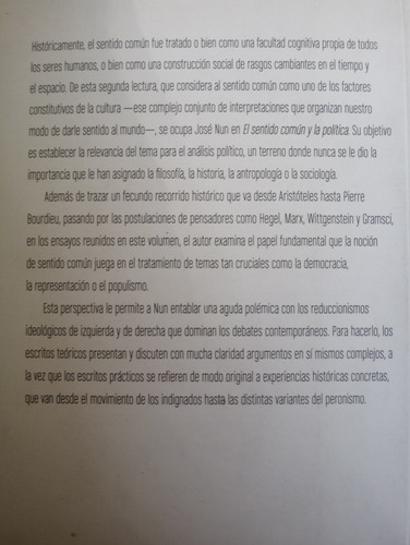 El Sentido Común Y La Politica Jose Nun