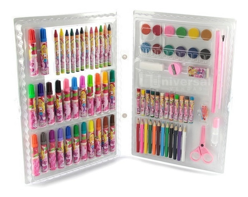 Imagem 8 de 9 de Kit 2 Maleta Pintura Estojo Escolar Infantil Canetinhas Giz