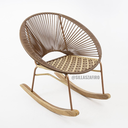 Silla Mecedora Moderna Tejido Artesanal Mimbre Plástico