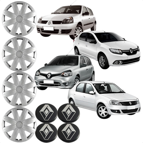 4x Calota Clio/logan Aro 14 Pol Encaixe Grid Embl. Renault