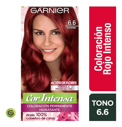 Kit Coloración nutrisse cor intensa Garnier  Tintura Capilar Permanente Cor intensa tono 6.6 rojo intenso para cabello x 45g