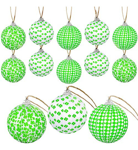 St. Patrick's Day Hanging Ornaments Green Shamrock Fabr...