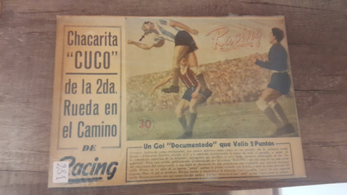 Revista Racing N° 281 Rubén Bravo 1948