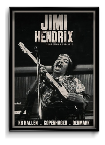 Cuadro Jimi Hendrix Show 1970 30x40 (marco+lámina+vidrio)