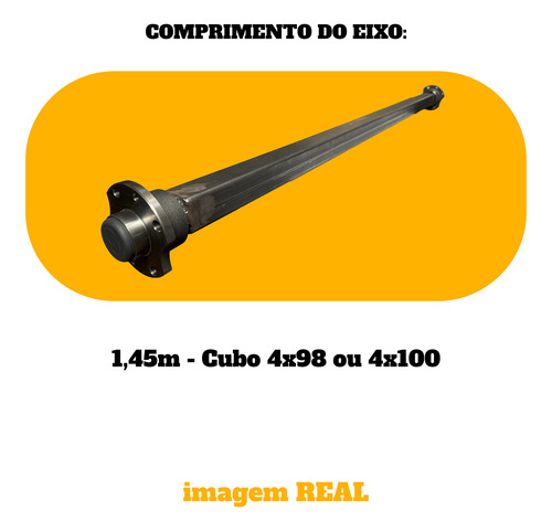 Eixo Completo De 1,45m Com Cubos P/ Reboque Carretinha 2025