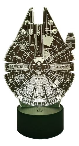 Nave Star Wars Lámpara Led 3d 7 Colores En Uno Base Negra