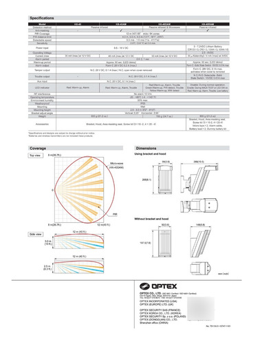 Detector Infrarrojo Para Exterior - Optex Hx-40. Doble Pir