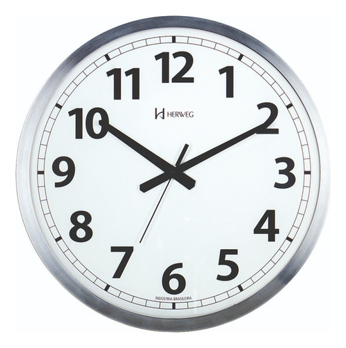 Relógio Com Tic-tac Parede 40cm Branco Alumínio Herweg 6713