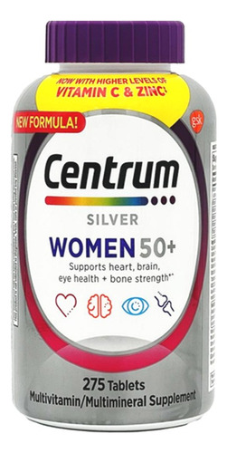 Multivitamínico Centrum Women 50+ Silver 275 Comprimidos Sabor Neutro