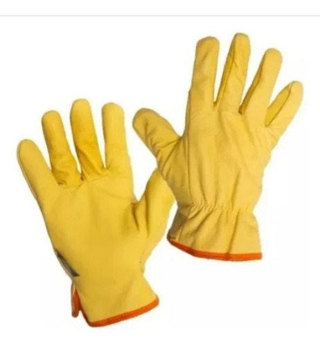 Pack Por 12 Guantes De Vaqueta 1/2 Paseo, De Cuero Amarillo Amarillo