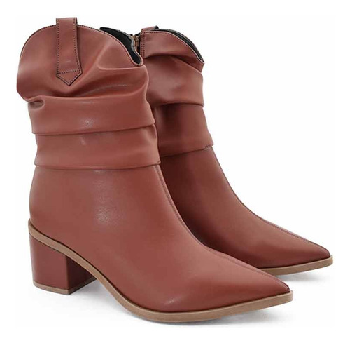 Botas Texanas Mujer Taco Medio Punta Fina Hebilla Elegantes