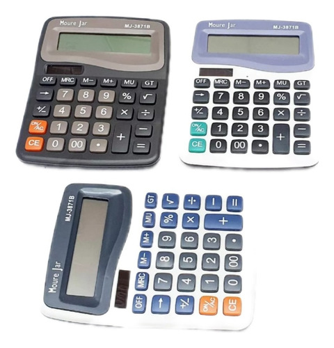 3 Calculadoras Grande C 12 Dig. De Mesa Balcão Escritório Mj