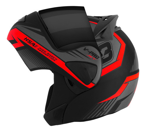 Capacete Escamoteável Pro Tork V-pro Jet 3 Viseira Fumê Cor Vermelho Tamanho do capacete 60