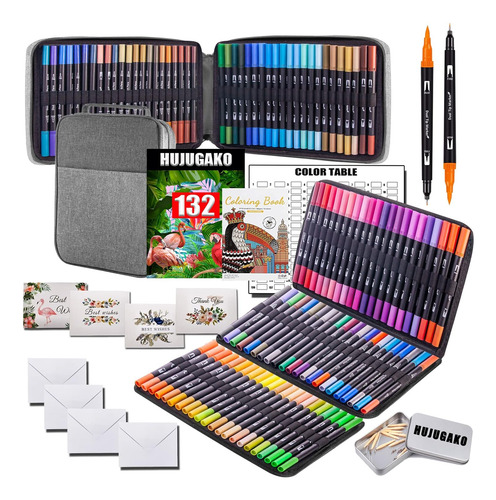 132 Colors Dual Tip Brush Markers, Drawing Markers For ...