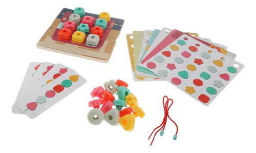 Montessori Toy Threading Blocks Shape Color Match Con 11 