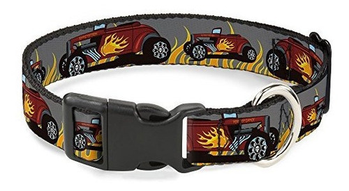 Buckle-down Dog Collar Plastic Clip Hot Rod Flames Available