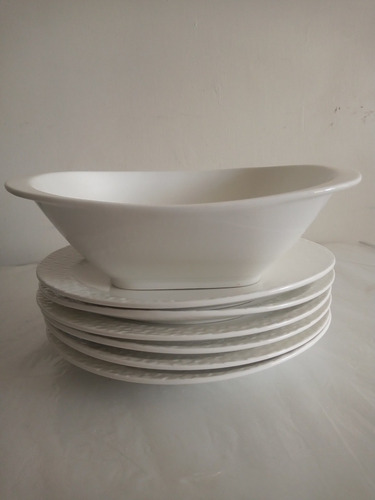 Imagen 3 de 4 de Vajilla Platos Y Ensaladera De Porcelana Sam&squito