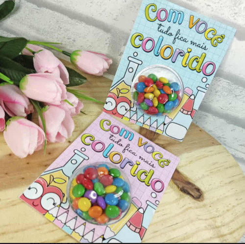 20 Lembrancinhas Volta Às Aulas Card Com Chocolate Coloreti