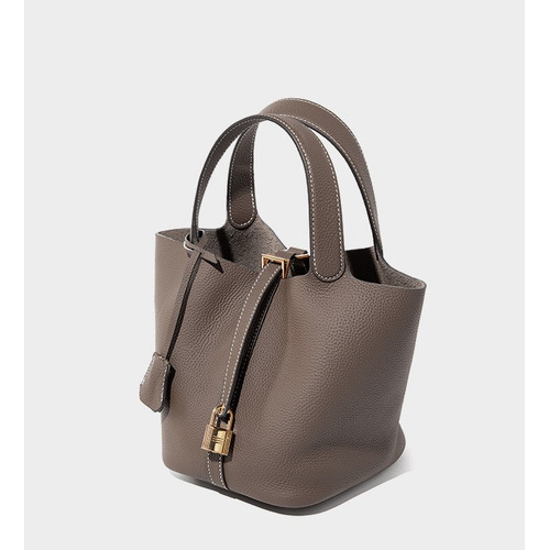 2024 Nuevo Bolso Cuero Genuino Bolso Tipo Cubo Piel Vaca