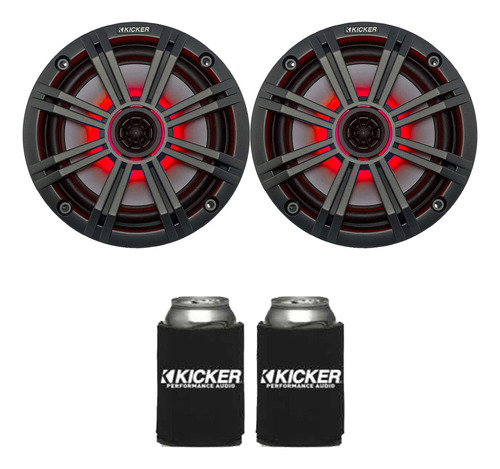 Kicker Marine Speakers 6.5" (qty 2) Pair Charcoal Led