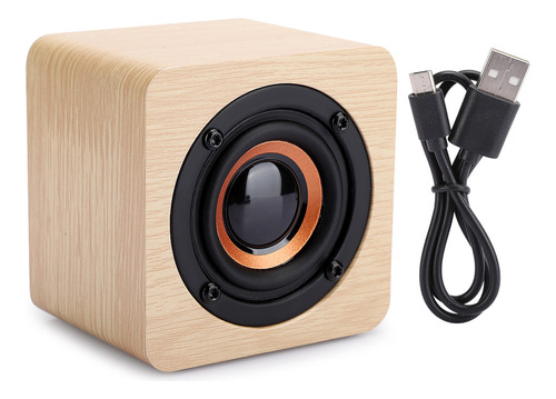 Mini Altavoz De Madera Amarillo Pequeño Con Carga Usb Inalám