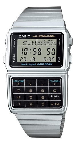 Reloj Casio Plateado Con 25 Memory Calculator Databank Para