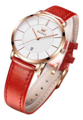 Olevs Relojes De Pulsera Para Mujer, Correa De Cuero, Imperm