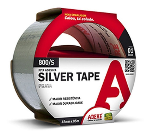 Fita Silver Tape Prata Reforçada 45mmx5m -  Adere 