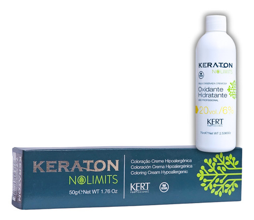 Kit Tinta Keraton No Limits Hipoalergênica + Ox 20 Vol 75ml Tom 3.0 Castanho Escuro