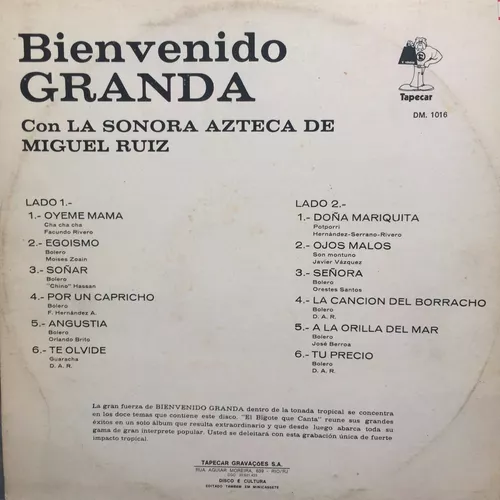 Lp Bienvenido Granda (canta Angustia ) Original Hbs