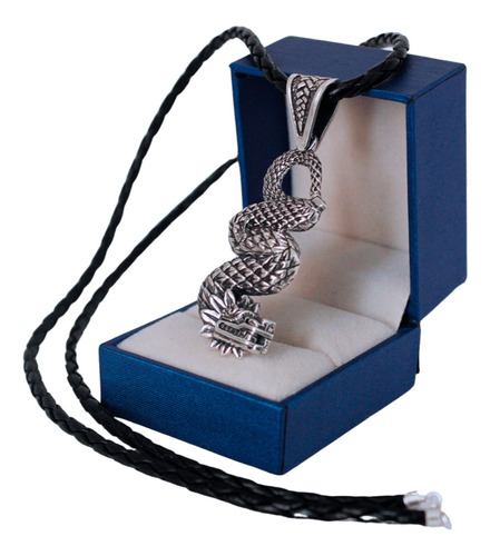 Serpiente Emplumada Collar Quetzalcóatl Plata925 Cordón Piel