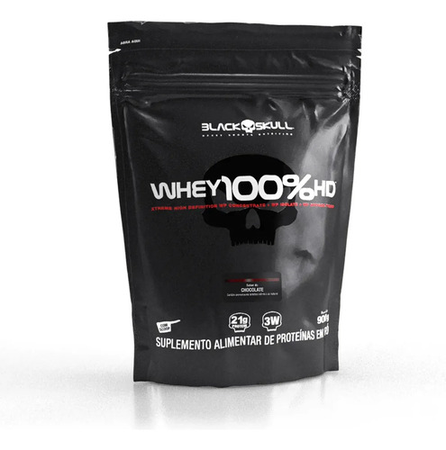 Whey 100% Hd Refil Black Skull - 900g (wpc, Wpi E Wph) Sabor Chocolate