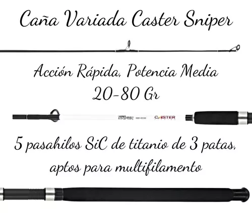 Caña Pescar Caster Sniper 2.10m Spinning Variada Rio 20-80gr