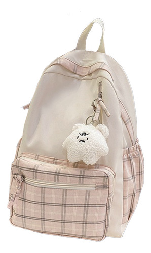 Mochila Kawaii Casual A Cuadros Para Niñas Adolescentes Con