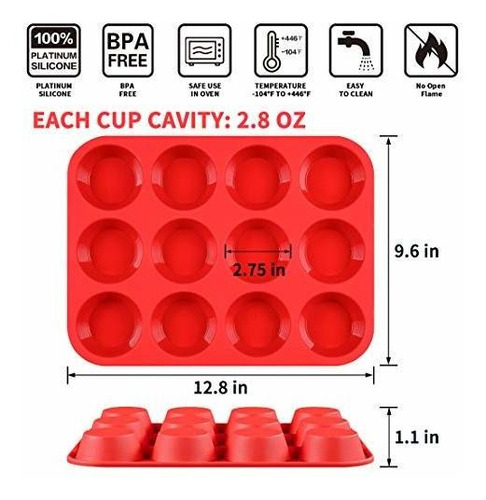 Molde De Silicona Para Muffins 1pza Para 12 Magdalenas