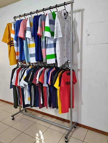 Imagen 3 de 10 de Perchero Colgadorde Ropa Metal De 2 Niveles