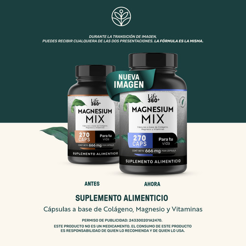 Life360+ Magnesium Mix 270 Caps Colágeno Magnesio Vitaminas