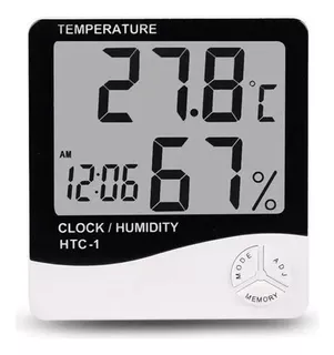 Higrómetro de humedad con termómetro digital y reloj Htc-1
