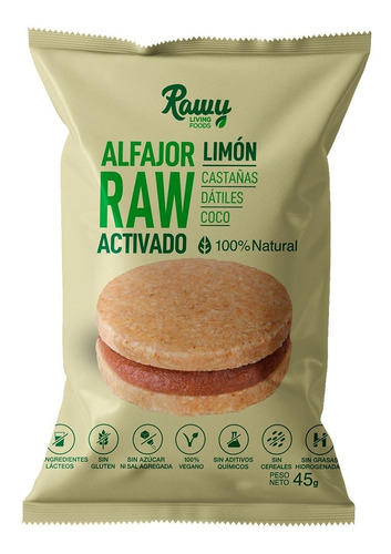 Alfajor Raw Activado De Limón ,sin Gluten Y Veganos.