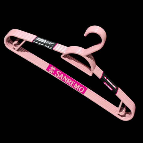 05 Kit C/5 Cabide Plastico Sanremo Cor Rosa Total 25unidades
