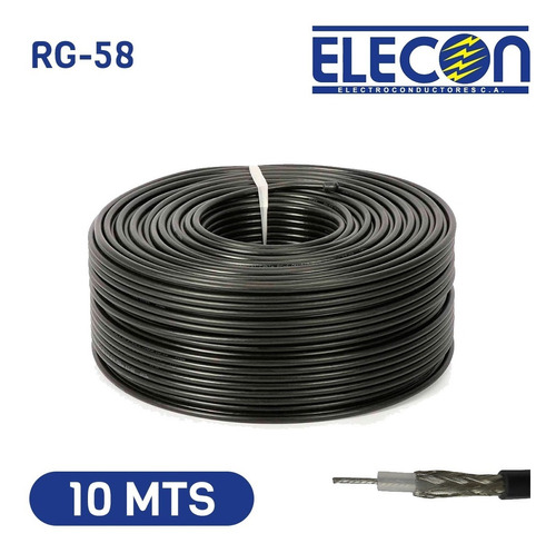 Cable Coaxial Rg58 X 10mts Elecon 